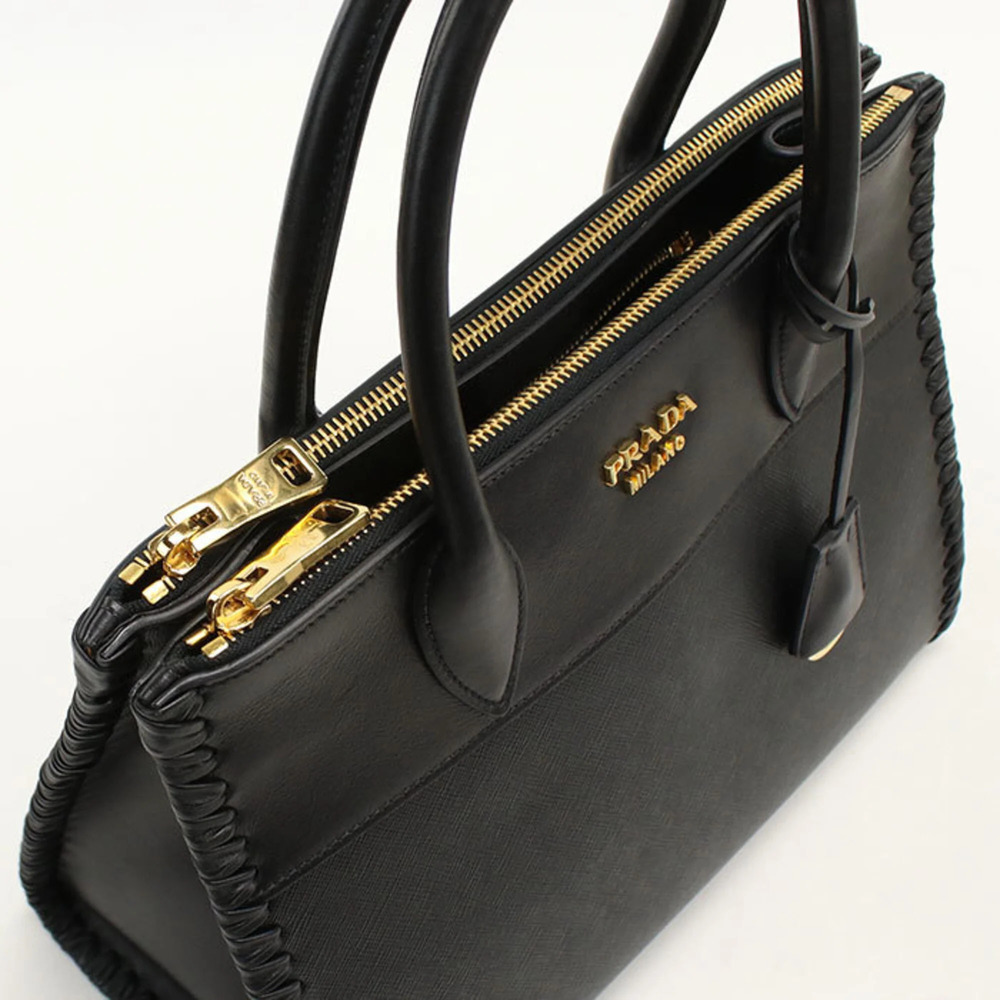 PRADA Prada 2-way tote bag, Saffiano leather, women's, black - Picture 8 of 9
